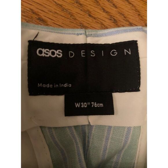 ASOS Design, women's light blue, striped cotton bermuda shorts size W30 - Picture 8 of 9